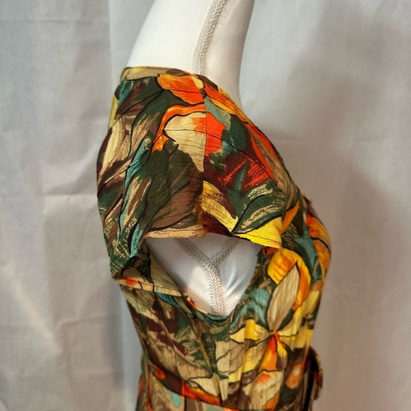 Vibrant Tropical Button-Down Midi Dress - Picture 11 of 14